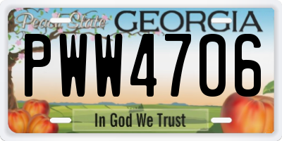 GA license plate PWW4706