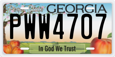 GA license plate PWW4707