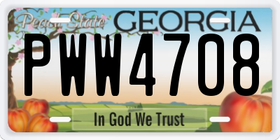 GA license plate PWW4708