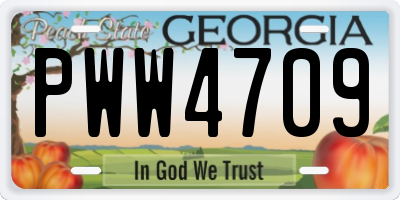 GA license plate PWW4709