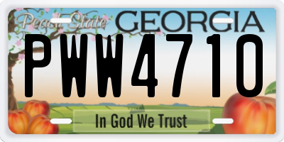 GA license plate PWW4710