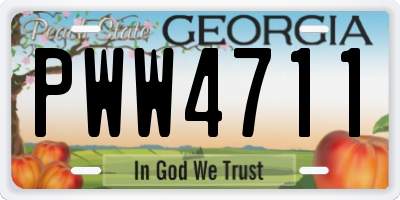 GA license plate PWW4711
