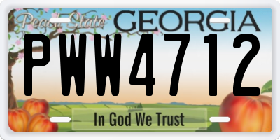 GA license plate PWW4712