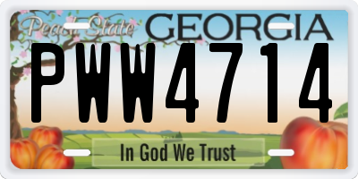 GA license plate PWW4714