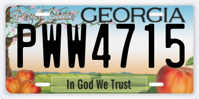 GA license plate PWW4715