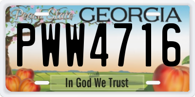 GA license plate PWW4716