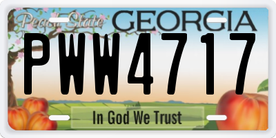 GA license plate PWW4717