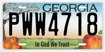 GA license plate PWW4718