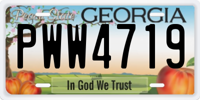 GA license plate PWW4719