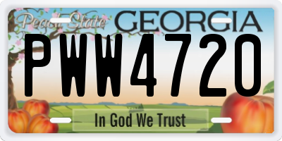 GA license plate PWW4720