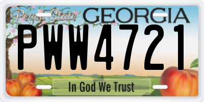 GA license plate PWW4721