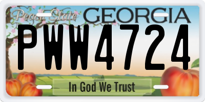GA license plate PWW4724