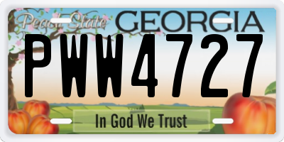 GA license plate PWW4727