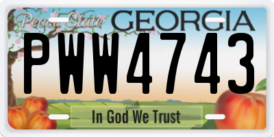 GA license plate PWW4743