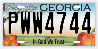GA license plate PWW4744