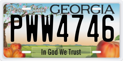 GA license plate PWW4746