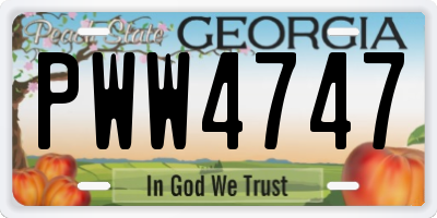 GA license plate PWW4747