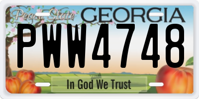 GA license plate PWW4748