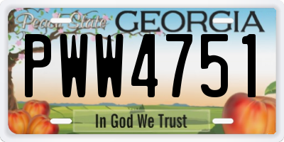 GA license plate PWW4751