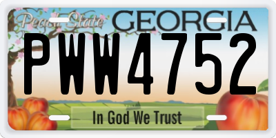 GA license plate PWW4752