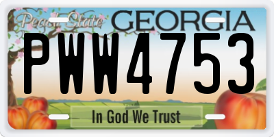 GA license plate PWW4753