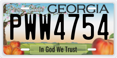 GA license plate PWW4754