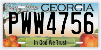GA license plate PWW4756