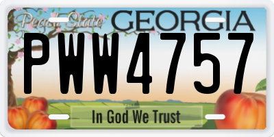 GA license plate PWW4757