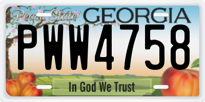 GA license plate PWW4758
