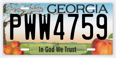 GA license plate PWW4759