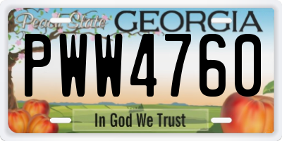 GA license plate PWW4760