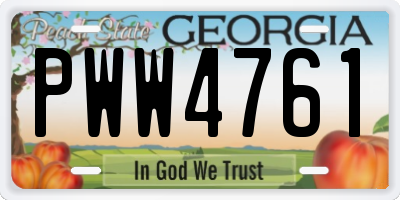 GA license plate PWW4761