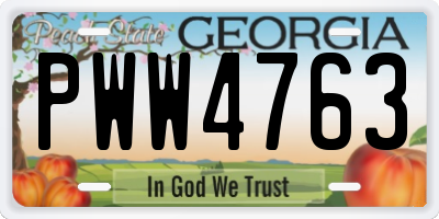 GA license plate PWW4763