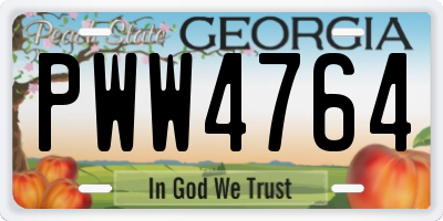 GA license plate PWW4764
