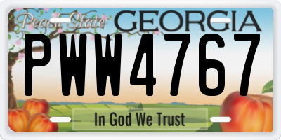 GA license plate PWW4767