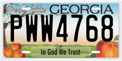 GA license plate PWW4768