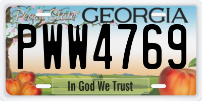 GA license plate PWW4769
