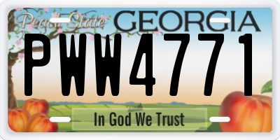 GA license plate PWW4771