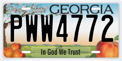 GA license plate PWW4772