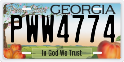 GA license plate PWW4774
