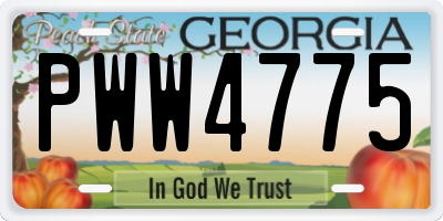 GA license plate PWW4775