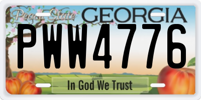 GA license plate PWW4776