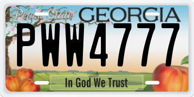 GA license plate PWW4777