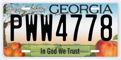 GA license plate PWW4778