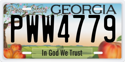 GA license plate PWW4779