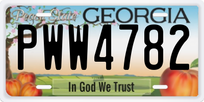 GA license plate PWW4782