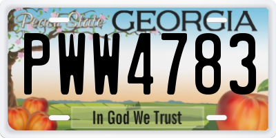 GA license plate PWW4783