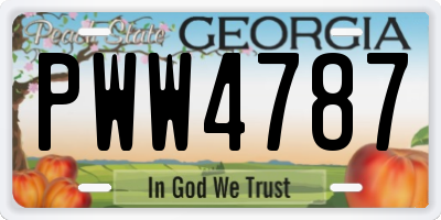 GA license plate PWW4787