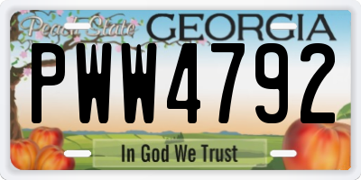 GA license plate PWW4792