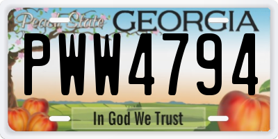 GA license plate PWW4794